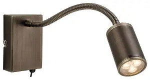 Luminosa Orion LED 3 Light Flexi Indoor Wall Spotlight (Switched) Bronze