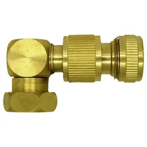 Brass Snap-On Hose Lock Revolving Elbow with Female Thread 3/4" BSP + Matching Hose End Quick Connector