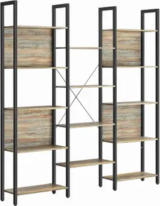 VASAGLE Bookcase, Bookshelf with 14 Shelves, Metal Frame, Shelf Unit for Living Room, Home Office