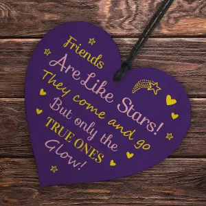 Red Ocean Friendship Plaque Friends Are Like Stars Best Friend Gift Wood Heart Sign Thank You Birthday