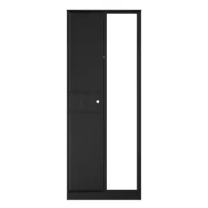 San Jose Ready assembled Contemporary Black Tall Double Wardrobe With 1 mirror door (H)1960mm (W)740mm (D)520mm