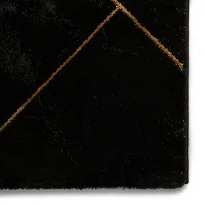 Black Gold Abstract Easy to Clean Abstract Rug For Dining Room Bedroom And Living Room-120cm X 170cm