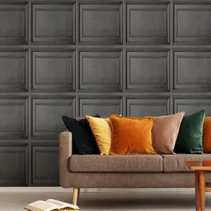 Fresco Wood panelling Grey Smooth Wallpaper Sample