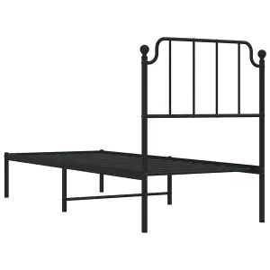 Berkfield Metal Bed Frame without Mattress with Headboard Black 80x200cm