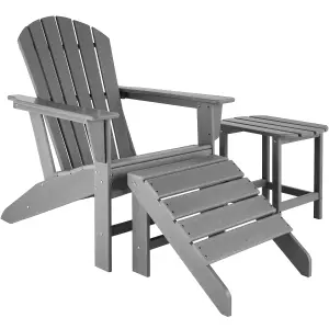 Garden Chair - Adirondack design, high backrest, wide armrests - light grey