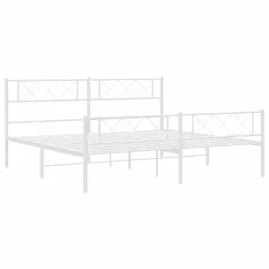 Berkfield Metal Bed Frame with Headboard and Footboard White 193x203 cm