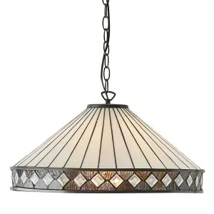 Tiffany Glass Hanging Ceiling Pendant Light Bronze & Natural Simple Shade i00116