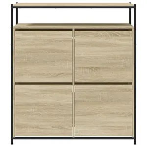 Shoe Cabinet with 4 Flip-Drawers Sonoma Oak 100x34x112 cm