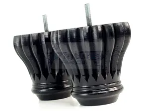 SET OF 4 REPLACEMENT FURNITURE BUN FEET BLACK TURNED WOODEN LEGS 110mm HIGH M8 (8mm)