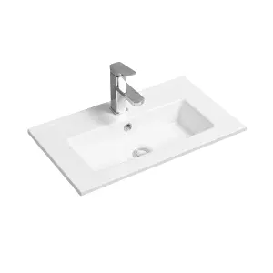 4024A Ceramic 60cm x 35cm Thin-Edge Inset Basin with Rectangular Bowl