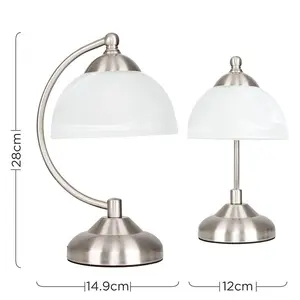 Woodside Metal Arched Lamp (Set of 2) Brushed Chrome