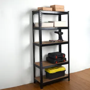 House of Home Garage Shelving Unit Heavy Duty 5 Shelf Steel & MDF Black Heavy Duty  (H) 1500mm x (W) 700mm