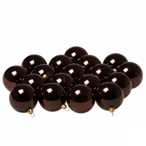 Luxury Shatterproof Ball Ornament (Set of 18) Brown Shiny / 6cm H x 6cm W x 6cm D