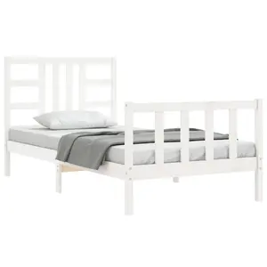 Berkfield Bed Frame with Headboard White 90x200 cm Solid Wood