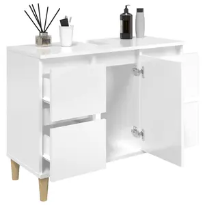 Berkfield Sink Cabinet High Gloss White 80x33x60 cm Engineered Wood