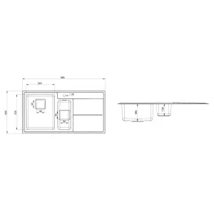 Rangemaster Arlington Brushed Stainless steel 1.5 Bowl Sink & drainer RH 508mm x 985mm