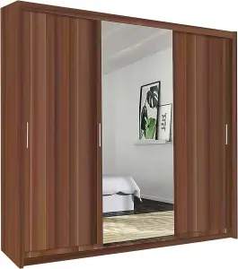 Sliding Wardrobes 4U Meldon Tripple Sliding Door Wardrobe in 6 Colors White, Black, Grey, Oak, Wenge & Walnut - W2500mm, H2170mm