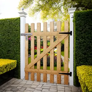 Freestanding Wood Fence Partition for Home Yard, Pine Wood Outdoor Gate Fence Gate with Latch H 120 cm