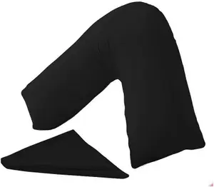 Orthopaedic V-Shaped Pillow Extra Cushioning Support For Head, Neck & Back (Black, V-Pillow With Cover)