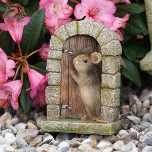 Resin Mouse Door Ornament Home Garden Outdoor Indoor Animal Sculpture