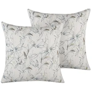 Set of 2 Cushions ARBOR 45 x 45 cm Floral Beige