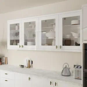 GoodHome Stevia Gloss white slab Gloss white Glazed Tall glazed Cabinet door (W)300mm (H)895mm (T)18mm