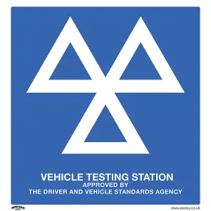 1x MOT TESTING STATION Safety Sign - Rigid Plastic 600 x 625mm Warning Plate