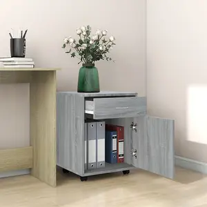 Berkfield Rolling Cabinet Grey Sonoma 45x38x54 cm Engineered Wood