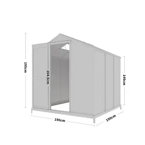 Polycarbonate Greenhouse Walk In Garden Green House with Base Foundation Silver 6x6 ft