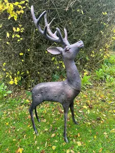 Aluminium Stag Sculpture Garden Ornament with Bronze Finish