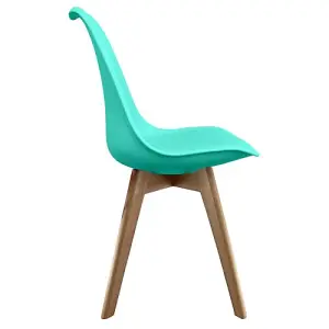 Soho  Aqua Plastic Dining Chair with Squared Light Wood Legs