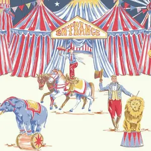 Arthouse Circus Fun Cream Red Blue Glitter Shimmer Kids Wallpaper Border Frieze