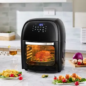 12L Black Kitchen Air Fryer with Rotisserie Basket