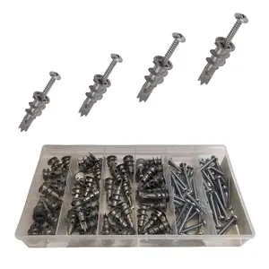 100 x Metal Plasterboard Anchors & Screws, Cavity Dry wall Fixings Self Tapping