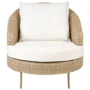 Garden Armchair with Ottoman ARCILLE PE Rattan Natural