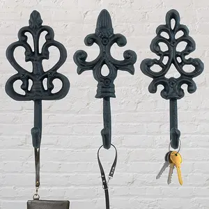 Woodside Cast Iron Decorative Wall Hook - 3 PACK