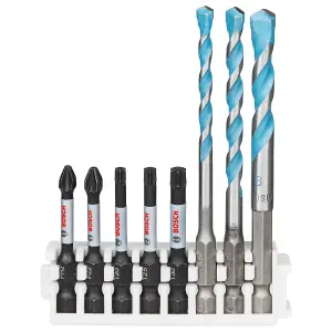 Bosch Professional Hex-9 MultiConstruction Mixed Pack 5, 6, 8mm with Impact Power Bit 50mm PH2, PZ2, T20, T25, T30 Pick & Clic