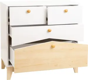 Cody 2+2 Drawer Chest in White and Pine Effect Finish