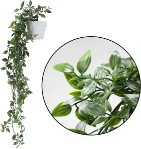 Bedbric Hanging Artificial Plants White Set of 2 Indoor/Outdoor Decor Vines