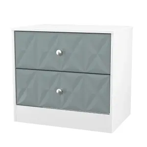 San Jose Ready assembled Duck egg blue & white 2 Drawer Bedside chest (H)521mm (W)570mm (D)395mm