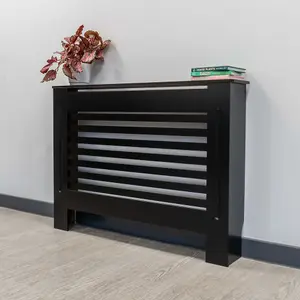 Black Horizontal Line Design Radiator Cover - Medium