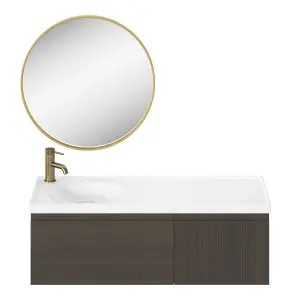 GoodHome Tisa Gold effect Round Wall-mounted Bathroom Mirror (H)60cm (W)60cm