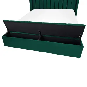 Velvet EU Double Size Bed with Storage Bench Green NOYERS