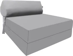 Fold Out Z Bed Chair Sofa Lounger With Pillow - Grey