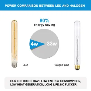 4W LED T30 Long Tube Bulb E27, 2700K, Pack of 4