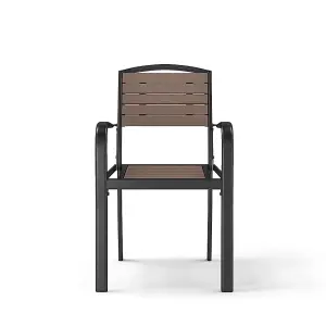 Set of 4 WPC Outdoor Garden Chairs Patio Dining Armchairs Brown 89 cm