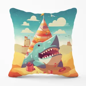 Shark On A Beach Holiday Cushions 45cm x 45cm