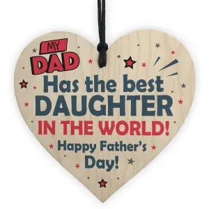 Red Ocean Fathers Day Gift From Daughter Novelty Wooden Heart Sign Gifts For DAD Him