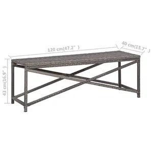 Berkfield Garden Bench 120 cm Poly Rattan Grey