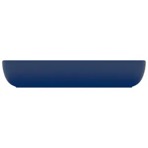 Berkfield Luxury Basin Rectangular Matt Dark Blue 71x38 cm Ceramic